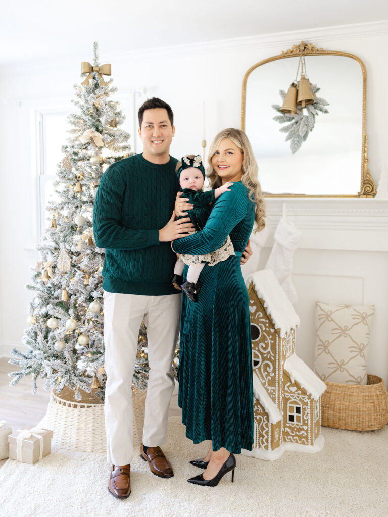 Family of three photographed for a santa mini session by Virginia Beach Family Photographer Ashley Brickner